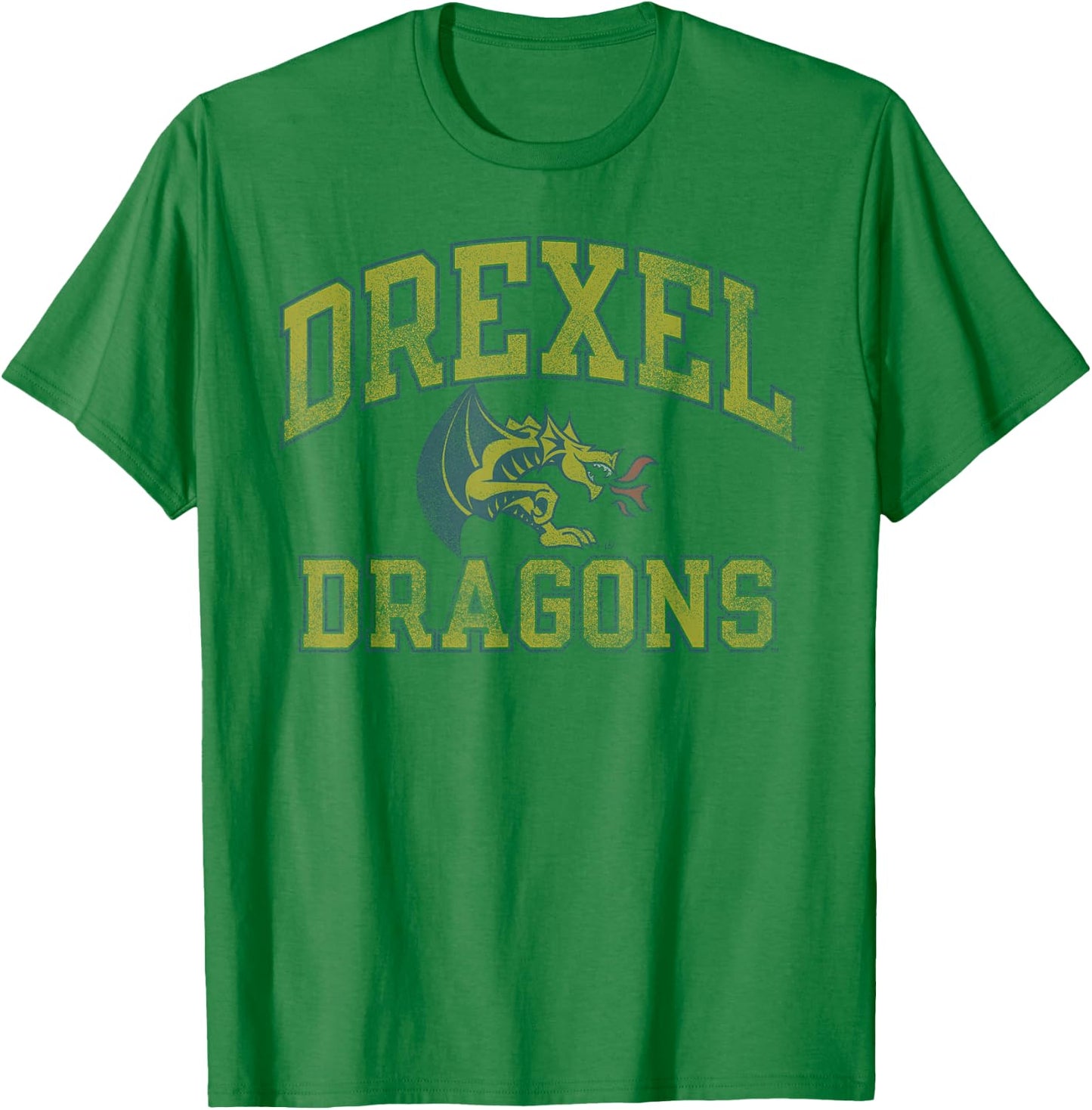 Drexel Dragons Vintage Worn Gray Officially Licensed T-Shirt - T-Shirt | Irish Green
