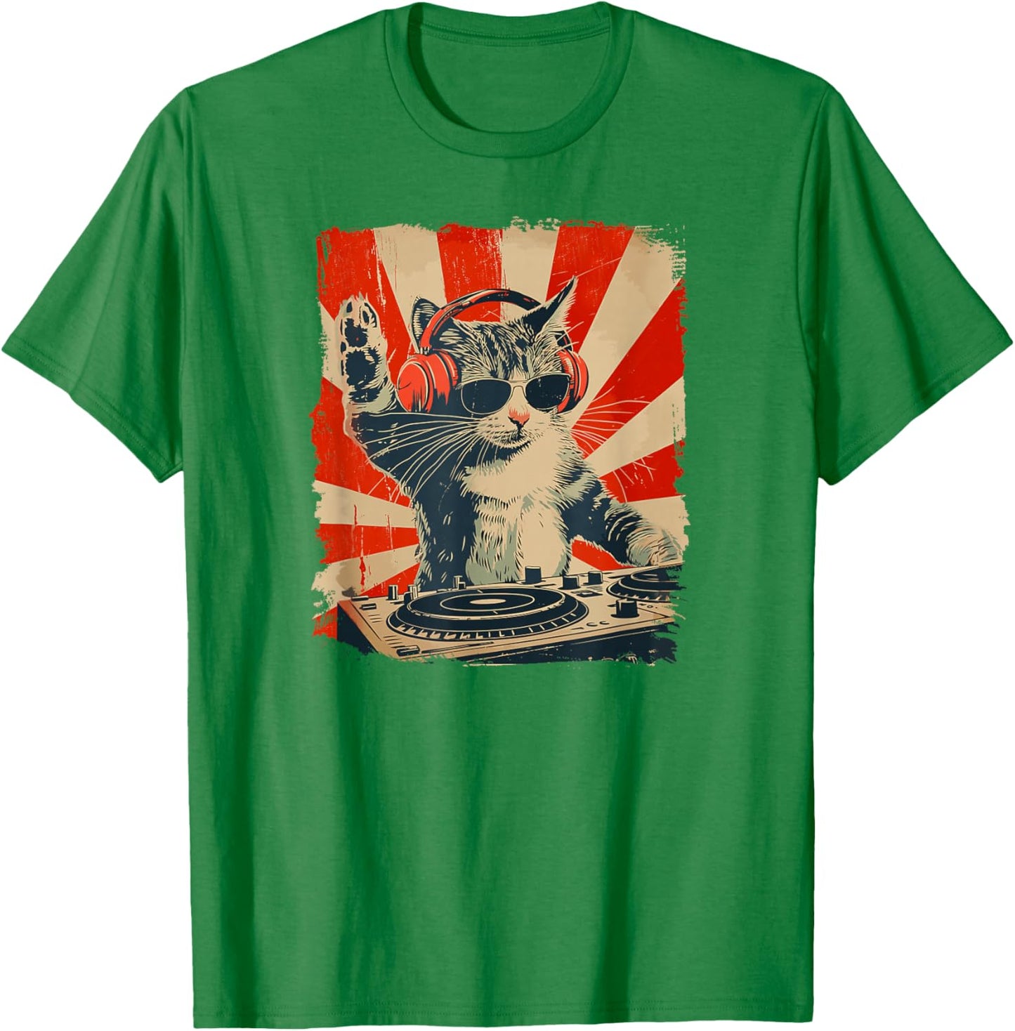 Funny DJ Cat Disco Sound Tech Headphone Music Women T-Shirt - T-Shirt | Irish Green
