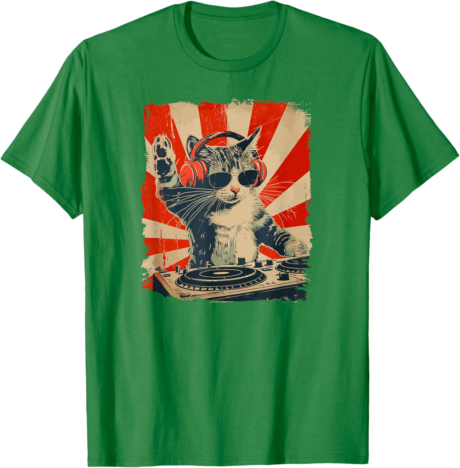 Funny DJ Cat Disco Sound Tech Headphone Music Women T-Shirt - T-Shirt | Irish Green