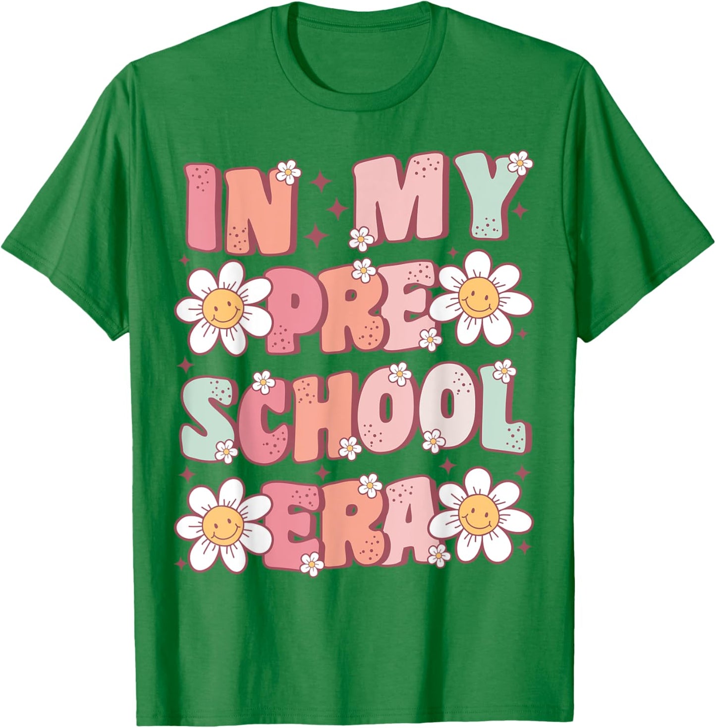 In My Preschool Era Retro Cute Groovy Pre K Back to School T-Shirt - T-Shirt | Irish Green