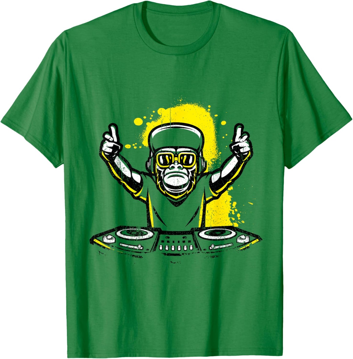 DJ Monkey Music Party Fun Sunglasses Fun Dancing Club T-Shirt - T-Shirt | Irish Green
