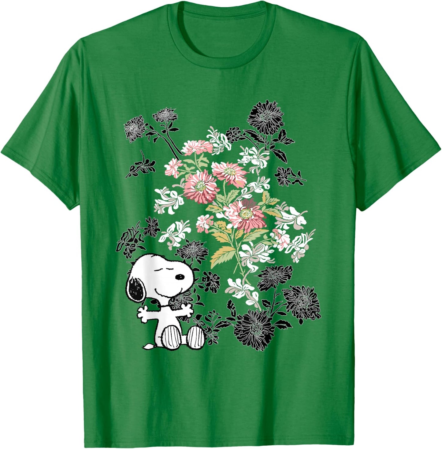 Peanuts Snoopy Flowers T-Shirt - T-Shirt | Irish Green