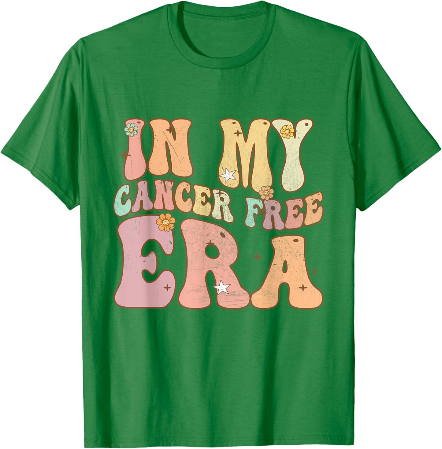 Groovy Flowers Breast Cancer Warrior In My Cancer Free Era T-Shirt - T-Shirt | Irish Green