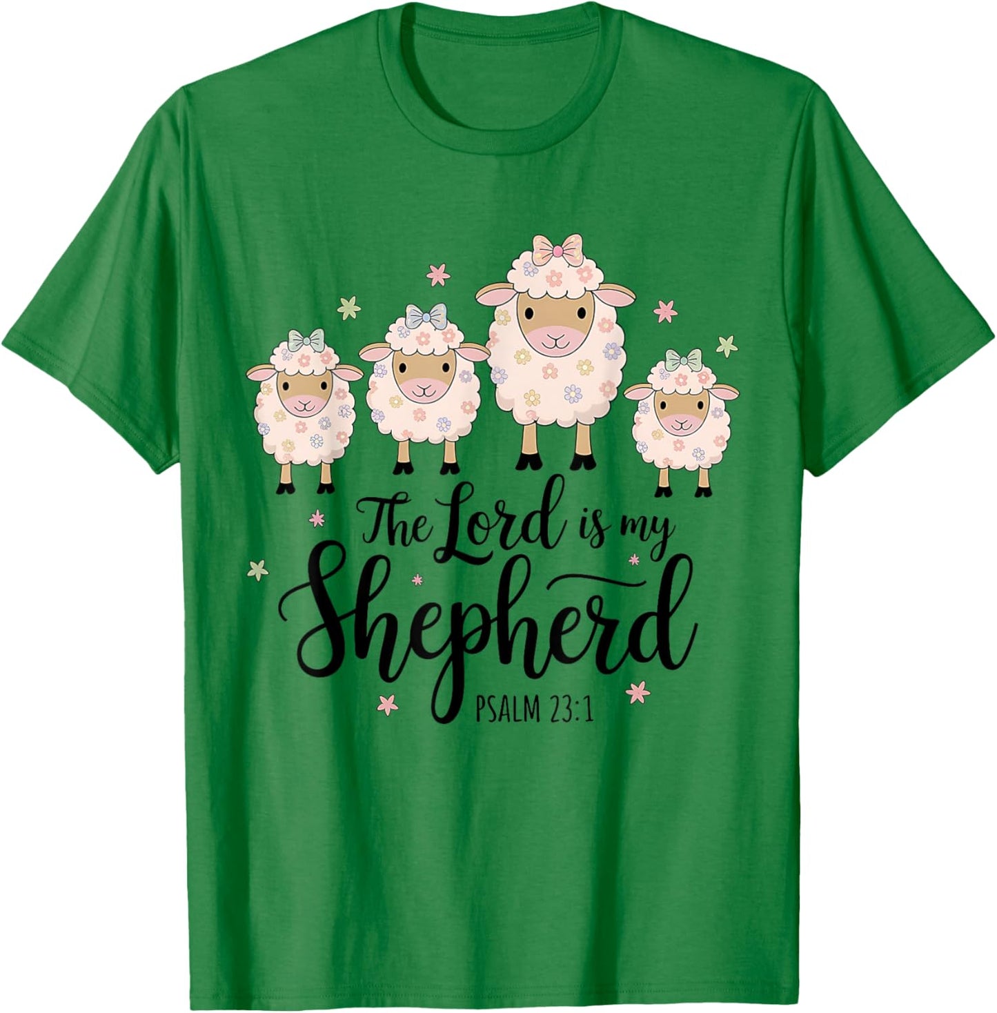 The Lord Is My Shepherd Christian Happy Easter Day Sheep T-Shirt - T-Shirt | Irish Green