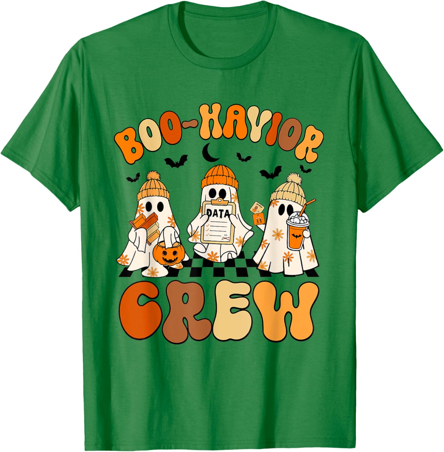 Retro Boo-Havior Crew Behavior Analyst Halloween ABA RBT T-Shirt - T-Shirt | Irish Green