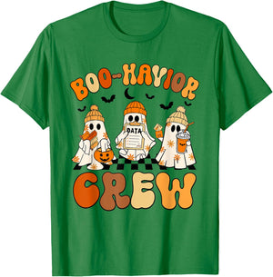 Retro Boo-Havior Crew Behavior Analyst Halloween ABA RBT T-Shirt - T-Shirt | Irish Green