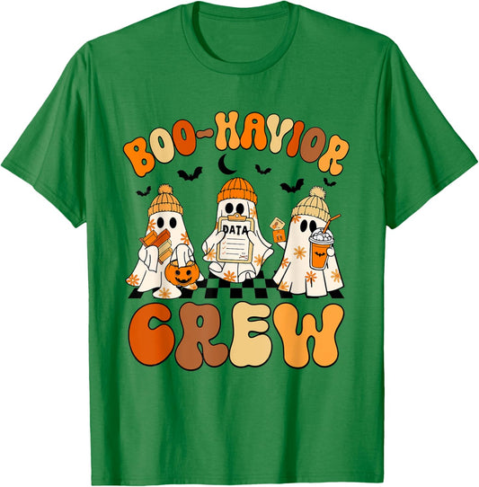 Retro Boo-Havior Crew Behavior Analyst Halloween ABA RBT T-Shirt - T-Shirt | Irish Green