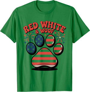 Red White And Woof Funny 4th Of July Dog T-Shirt - T-Shirt | Irish Green