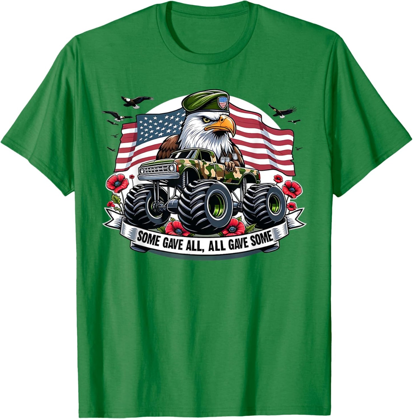 Kids Memorial Day Shirts Boys American Flag Shirt Eagle USA T-Shirt - T-Shirt | Irish Green