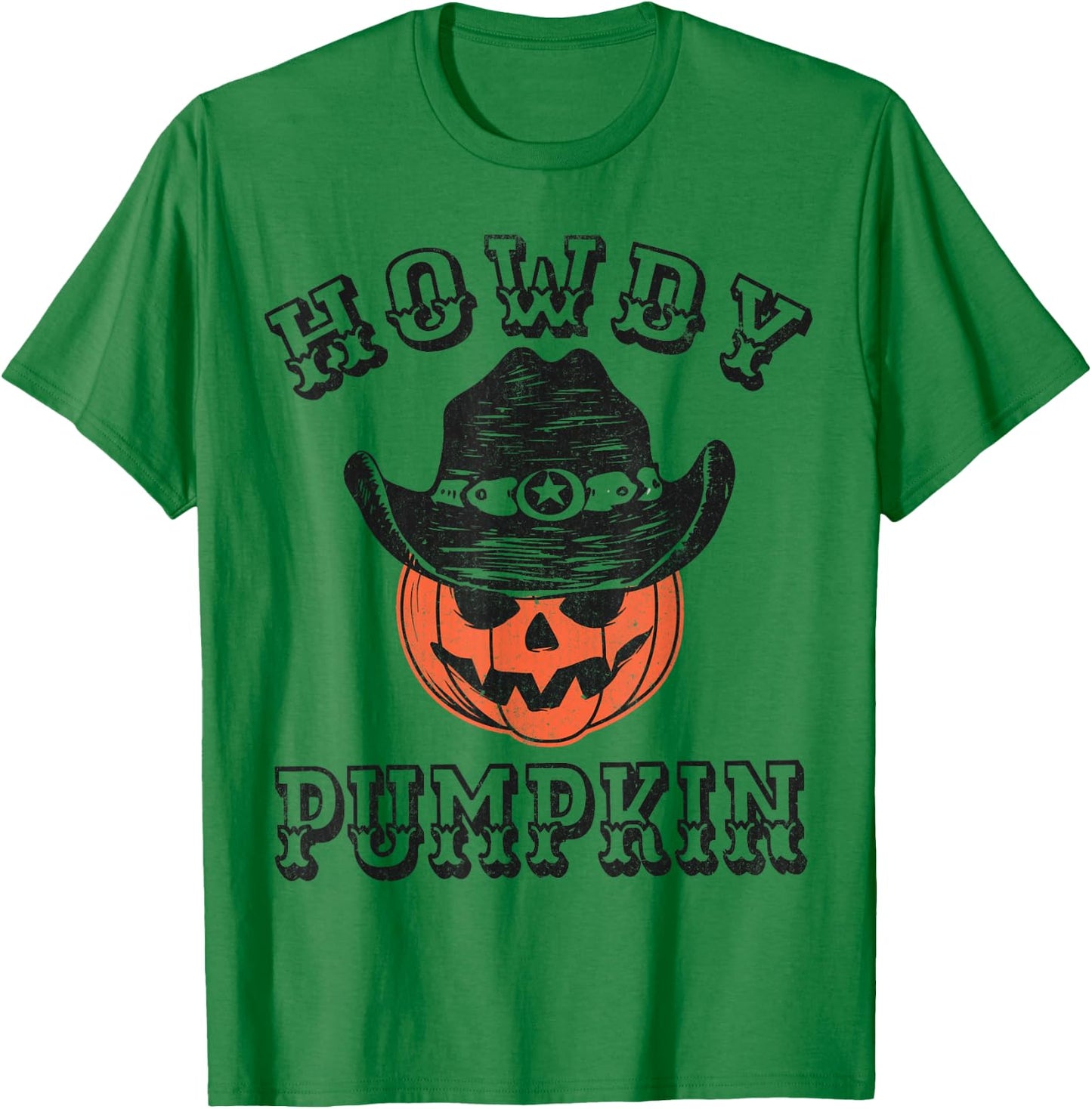 Howdy Pumpkin Funny Vintage Western Country Halloween T-Shirt - T-Shirt | Irish Green