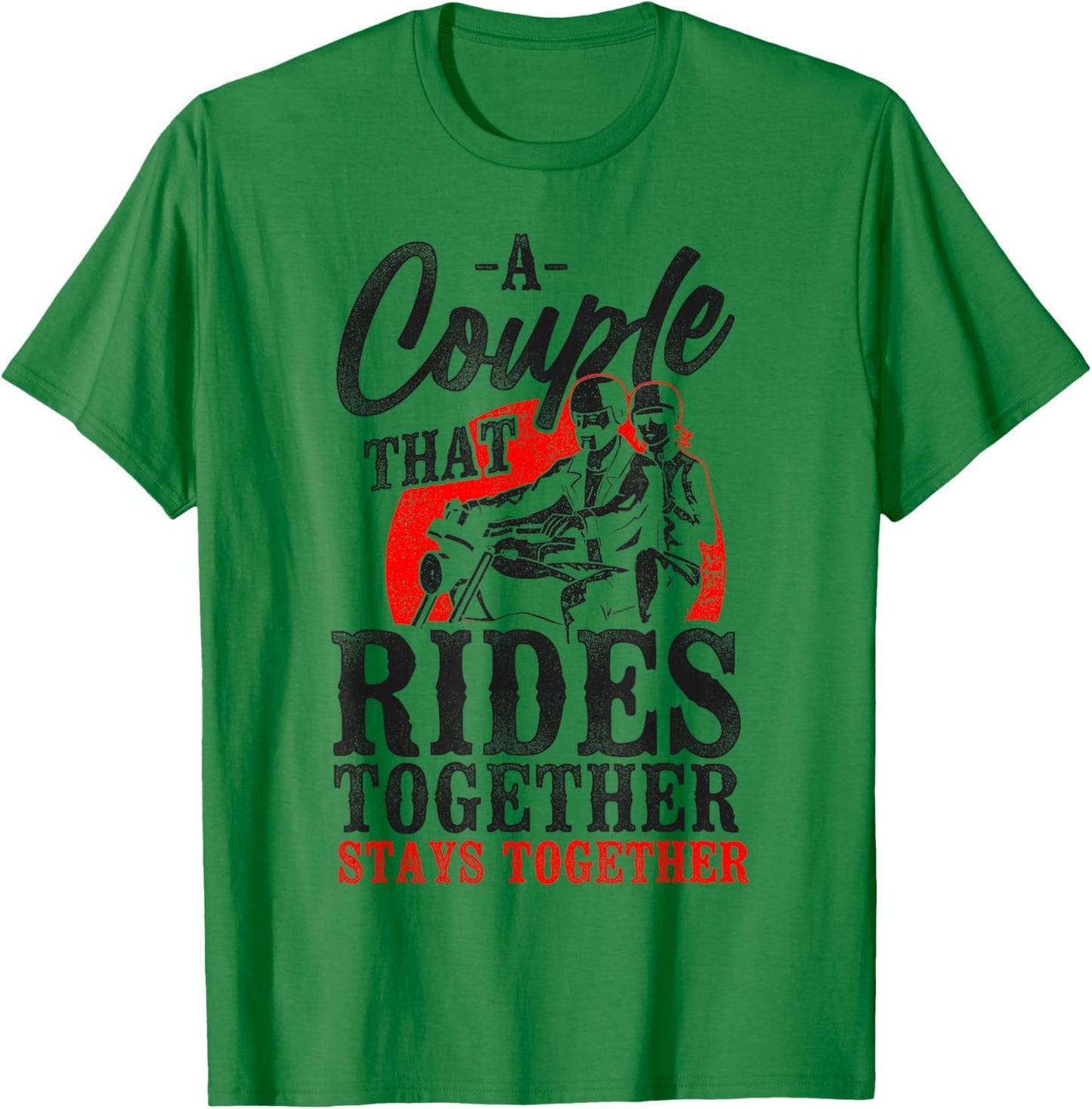 Classic Motorcycle Biker Couple Girlfriend Wedding Marriage T-Shirt - T-Shirt | Irish Green
