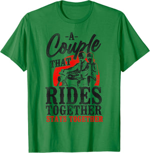 Classic Motorcycle Biker Couple Girlfriend Wedding Marriage T-Shirt - T-Shirt | Irish Green