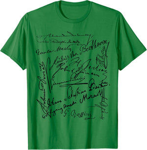 Composer signatures Bach Beethoven Mahler Mozart Rossini T-Shirt - T-Shirt | Irish Green