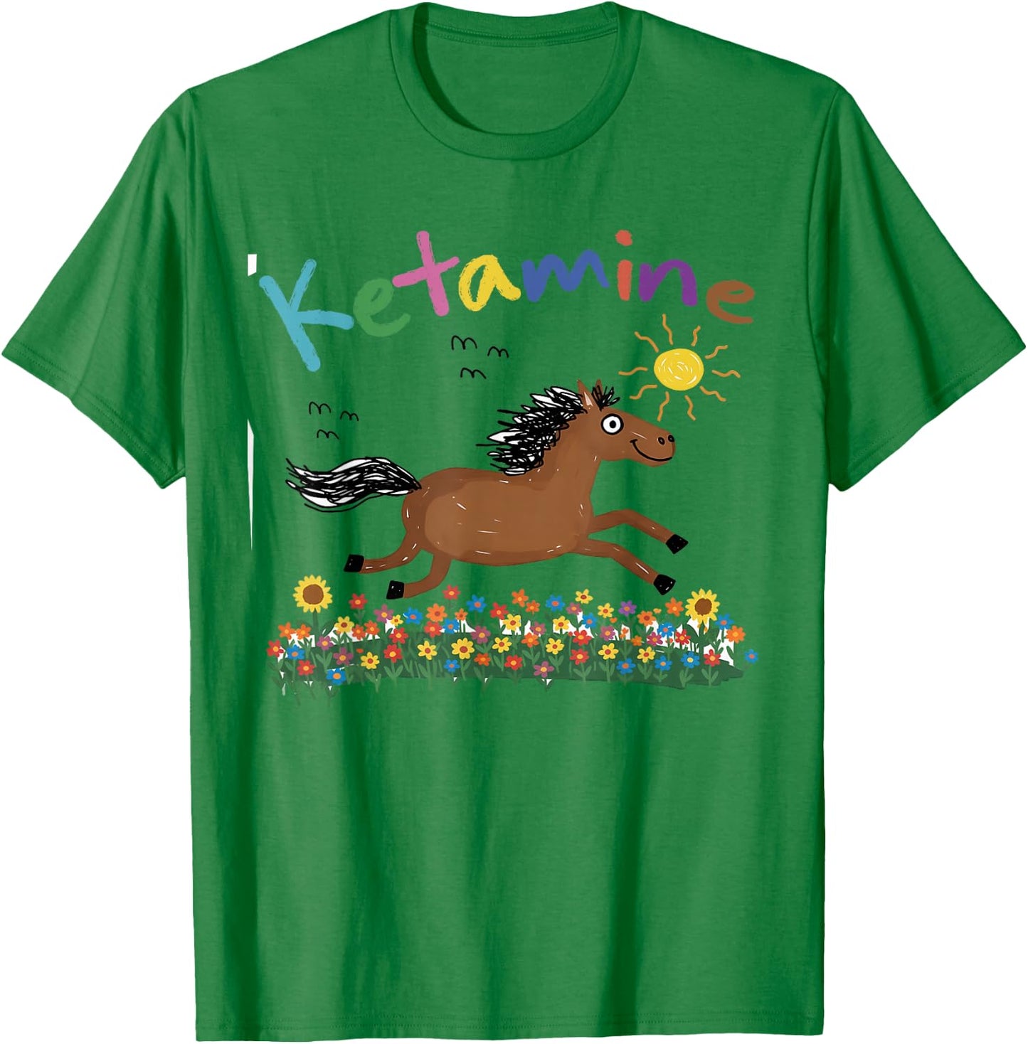 Horse Hand Drawing Meme Funny Humor Sarcasm BFF Ketamine T-Shirt - T-Shirt | Irish Green