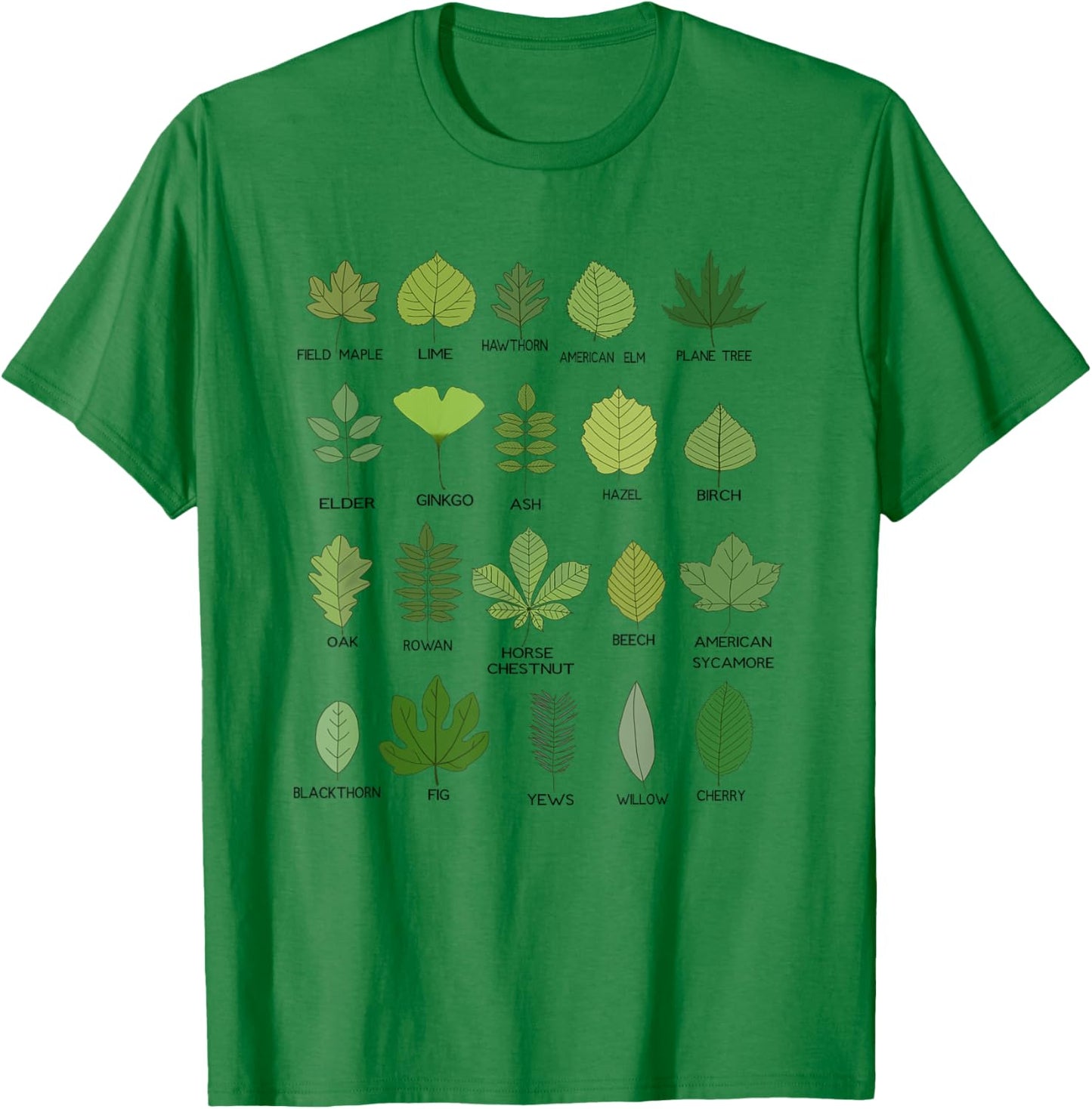Botanical Beauty, Different Types of Tree Leaves T-Shirt - T-Shirt | Irish Green