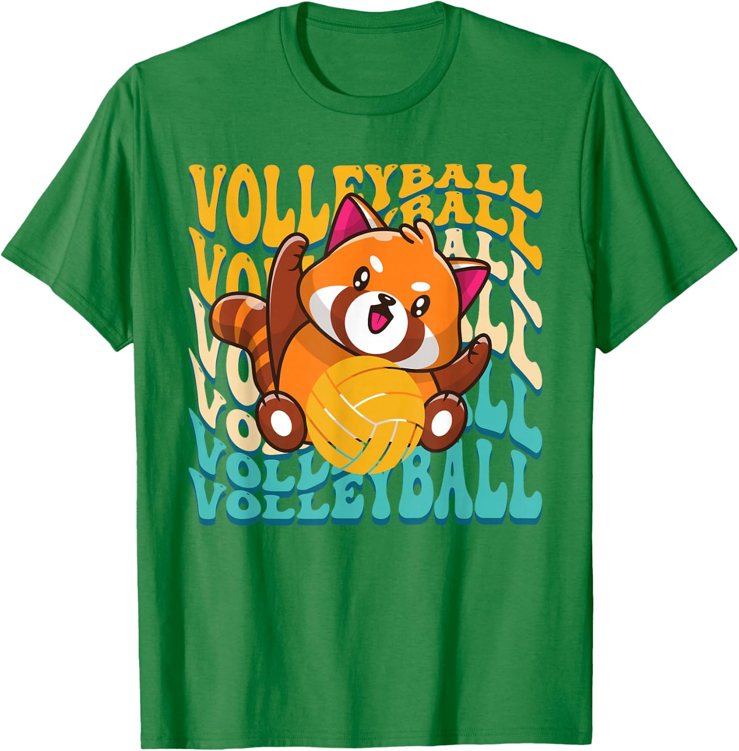Peace Love Volleyball Player Red Panda Women Teen Girls T-Shirt - T-Shirt | Irish Green