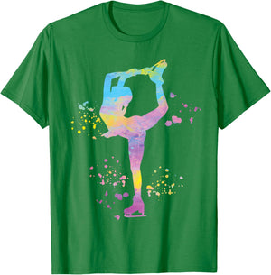 Ice Skater Figure Skating Colorful Girls Ice Skating T-Shirt - T-Shirt | Irish Green