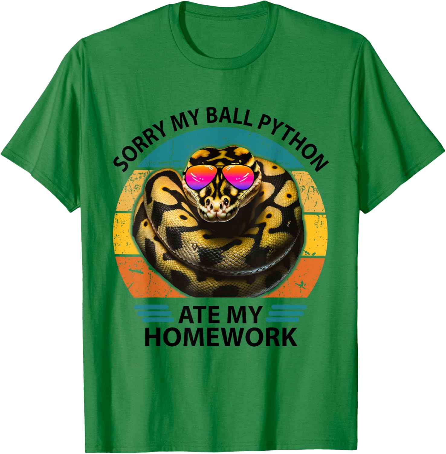 Funny Ball Python Lover Ate My Homework sarcastic quotes Kid T-Shirt - T-Shirt | Irish Green