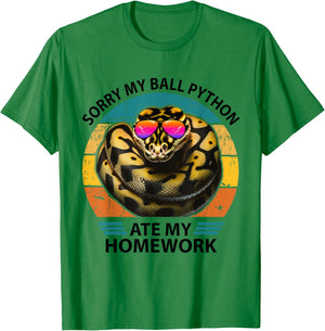 Funny Ball Python Lover Ate My Homework sarcastic quotes Kid T-Shirt - T-Shirt | Irish Green