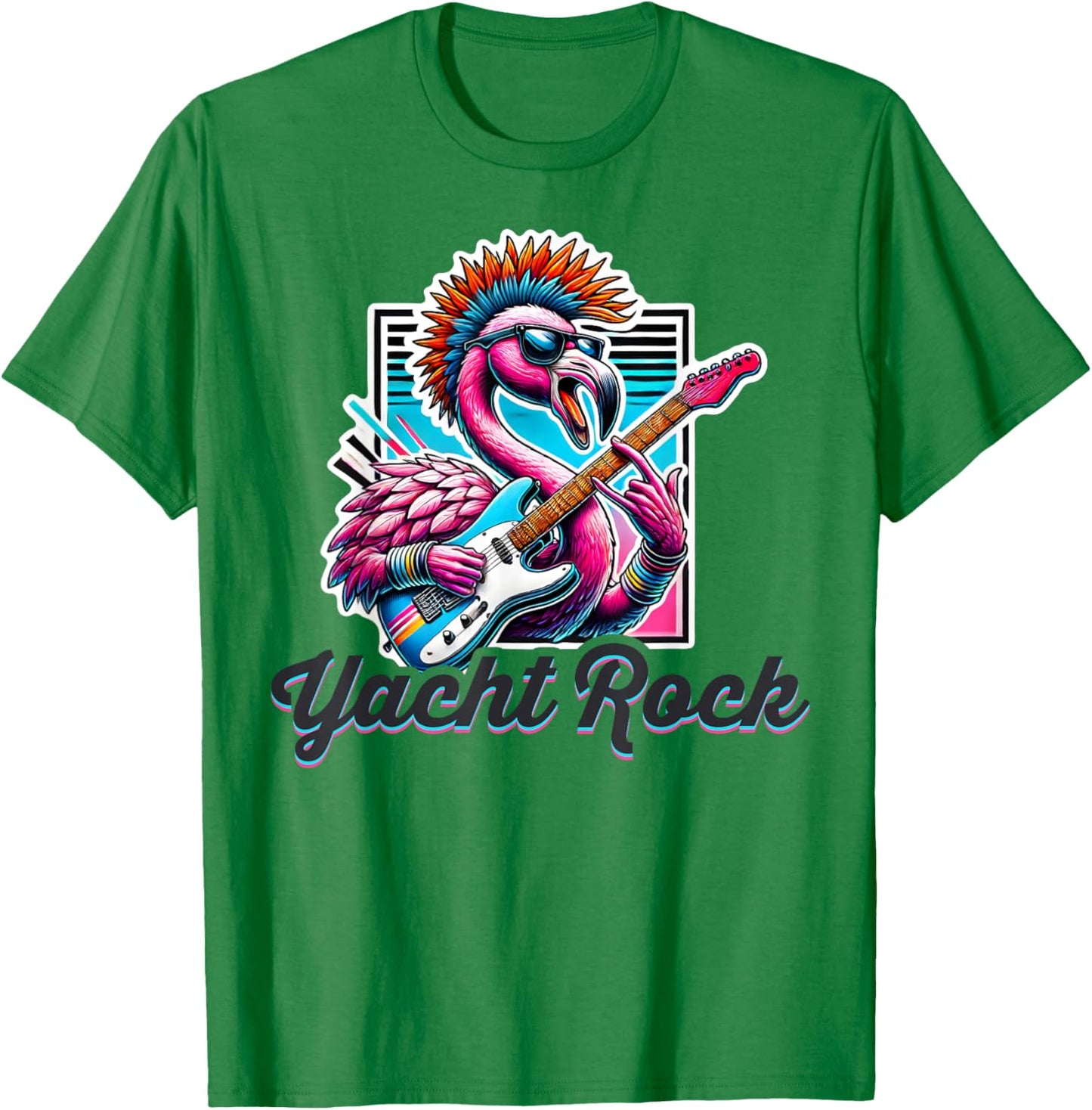 Yacht Rock Flamingo Retro Style, 70s 80s Soft Rock Retro T-Shirt - T-Shirt | Irish Green