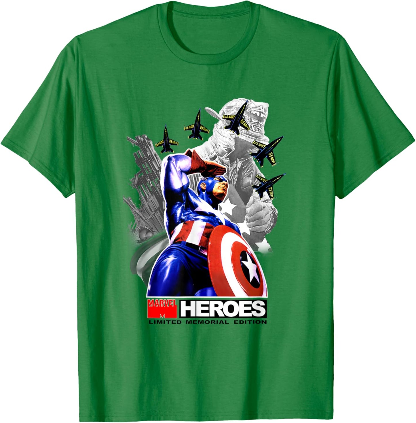 Marvel Captain America New York Heroes Memorial Tribute T-Shirt - T-Shirt | Irish Green