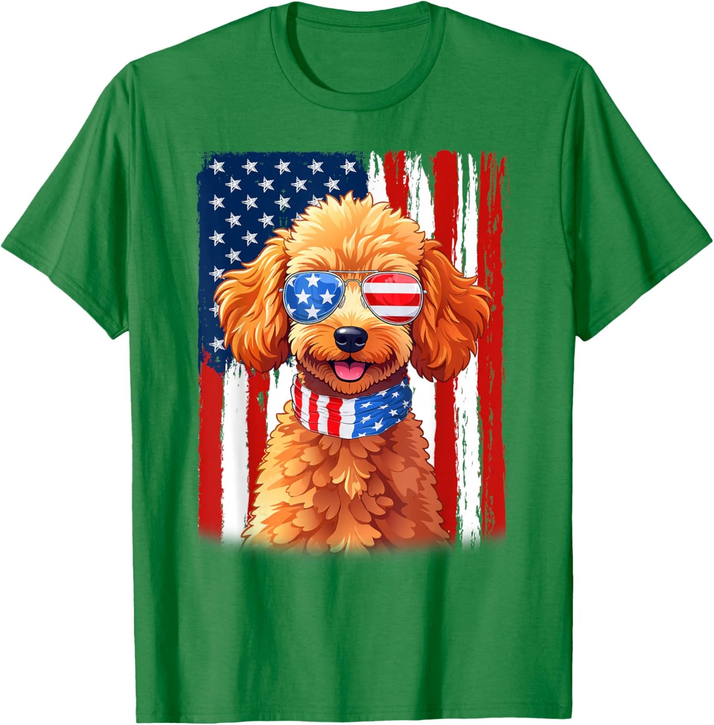 USA America Flag Toy Poodle Dog 4th of July Patriotic T-Shirt - T-Shirt | Irish Green