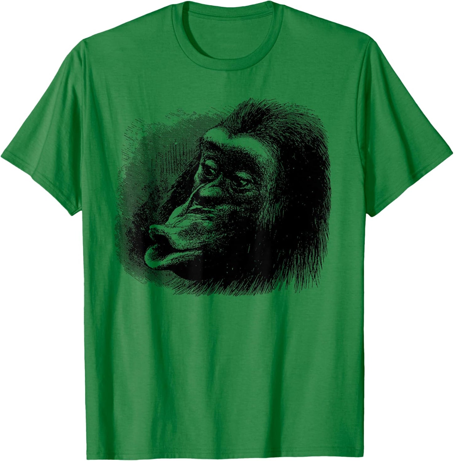 Chimpanzee Monkey Face Art-Vintage Chimp Funny Monkey T-Shirt - T-Shirt | Irish Green