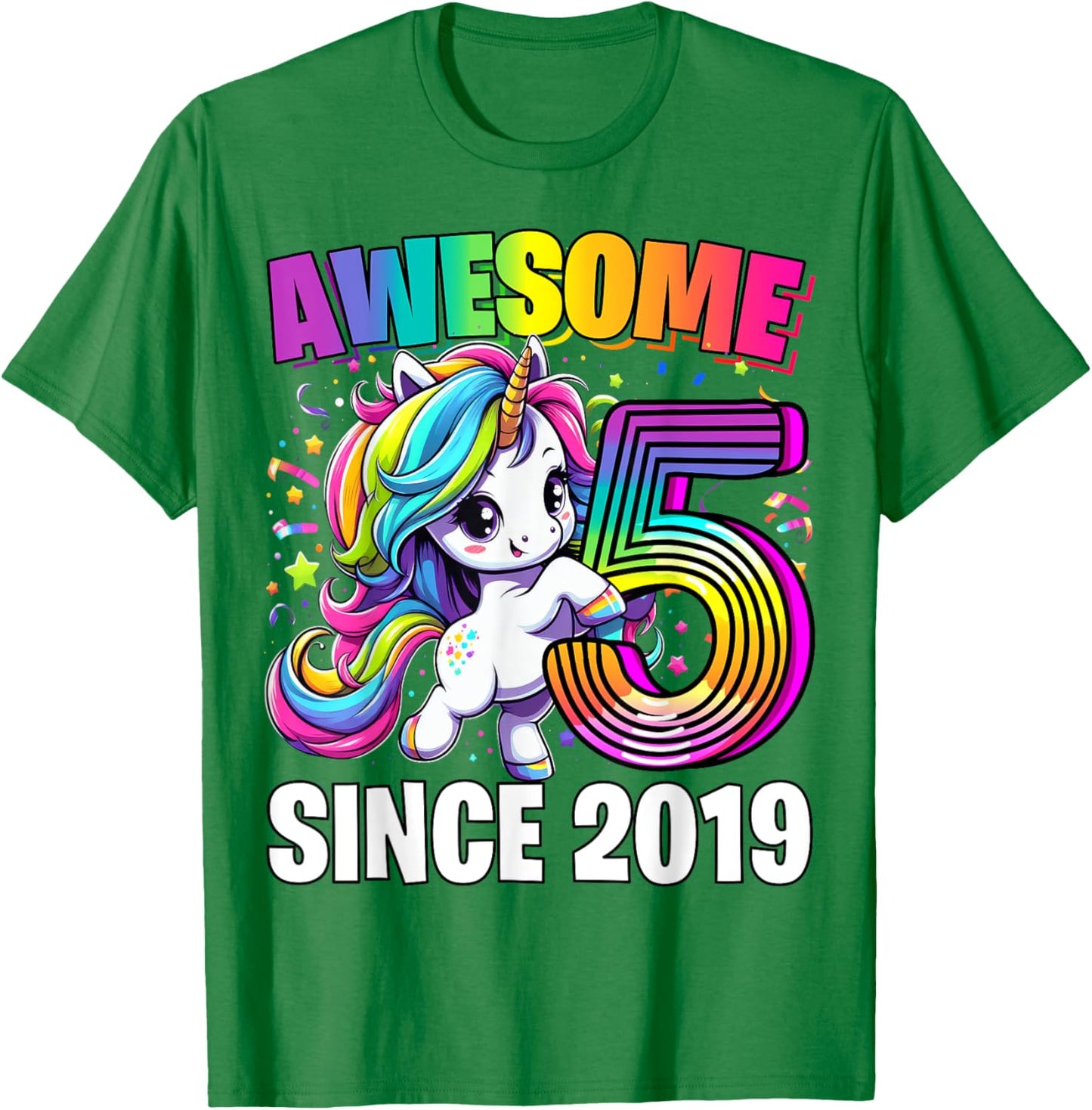 Unicorn 5th Birthday 5 Year Old Unicorn Party Girls Outfit T-Shirt - T-Shirt | Irish Green
