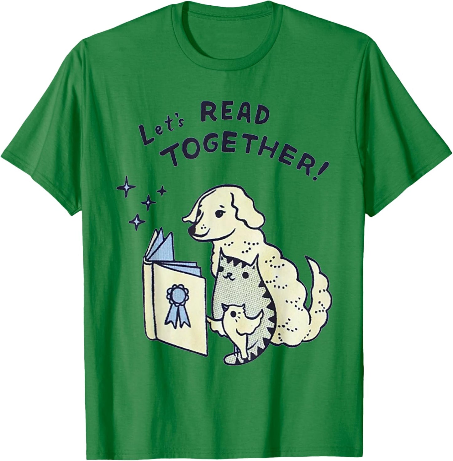 Let's read together Dog Cat Bird Men Women T-Shirt - T-Shirt | Irish Green