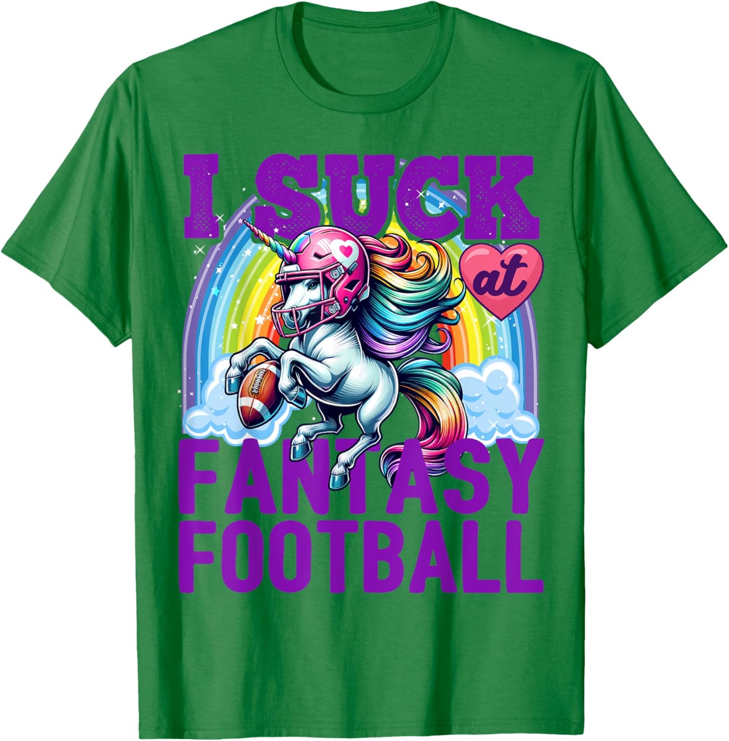 I Suck at Fantasy Football Unicorn Rainbow Loser Men T-Shirt - T-Shirt | Irish Green