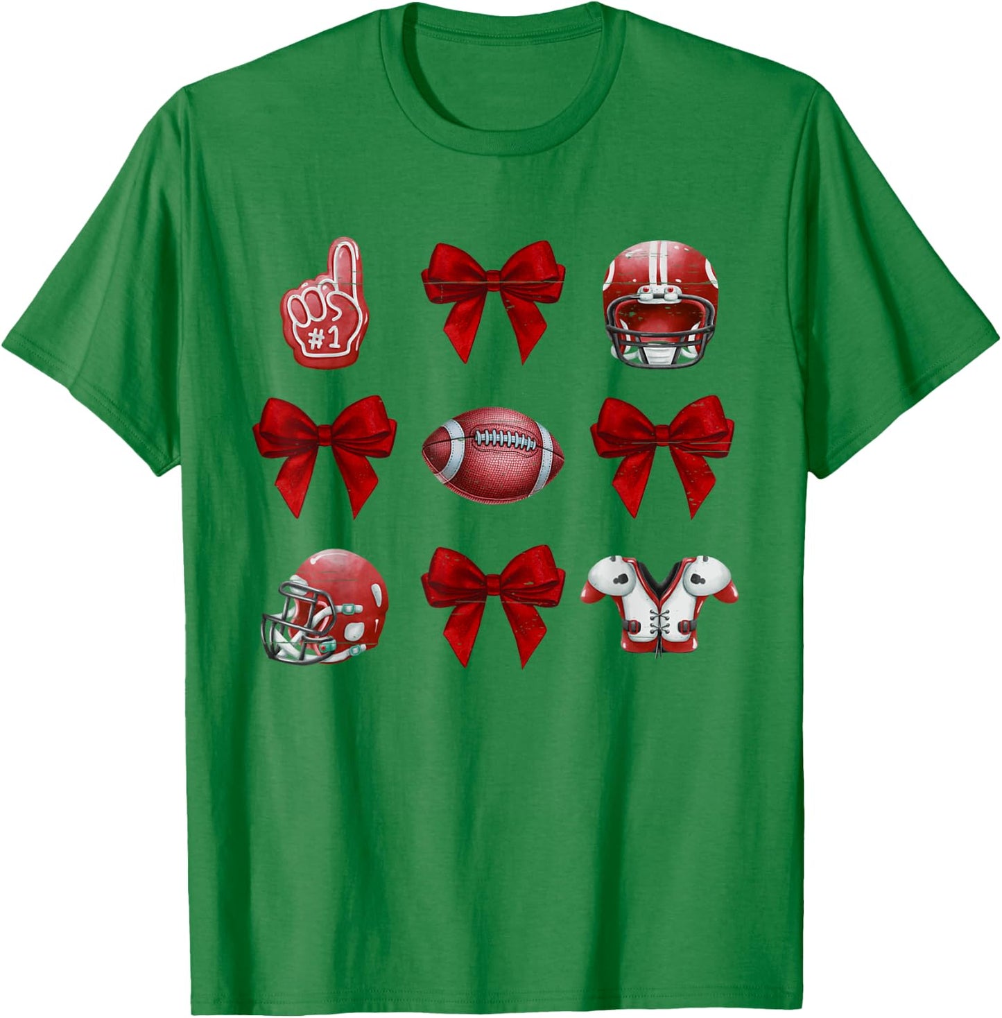 Vintage Coquette Bow Game Day American Football Player Coach T-Shirt - T-Shirt | Irish Green