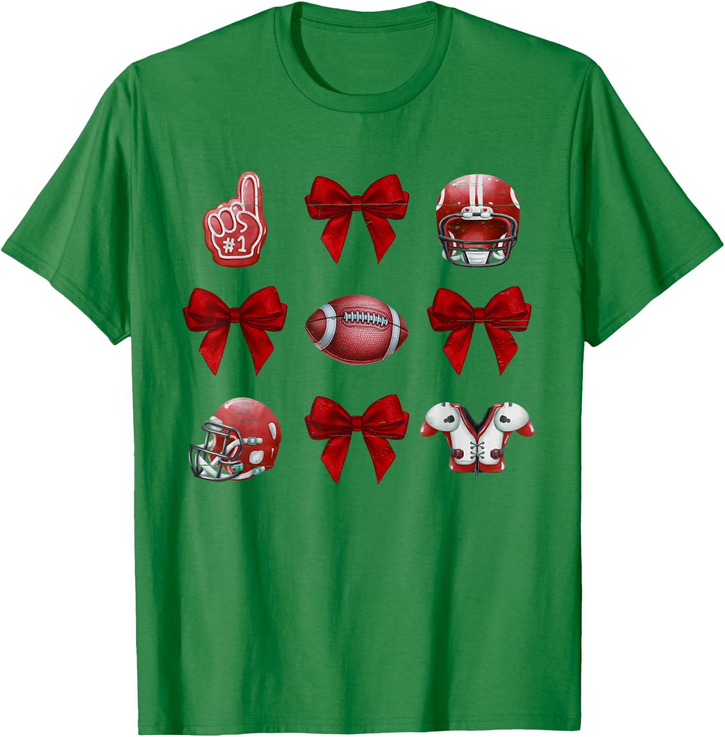 Vintage Coquette Bow Game Day American Football Player Coach T-Shirt - T-Shirt | Irish Green