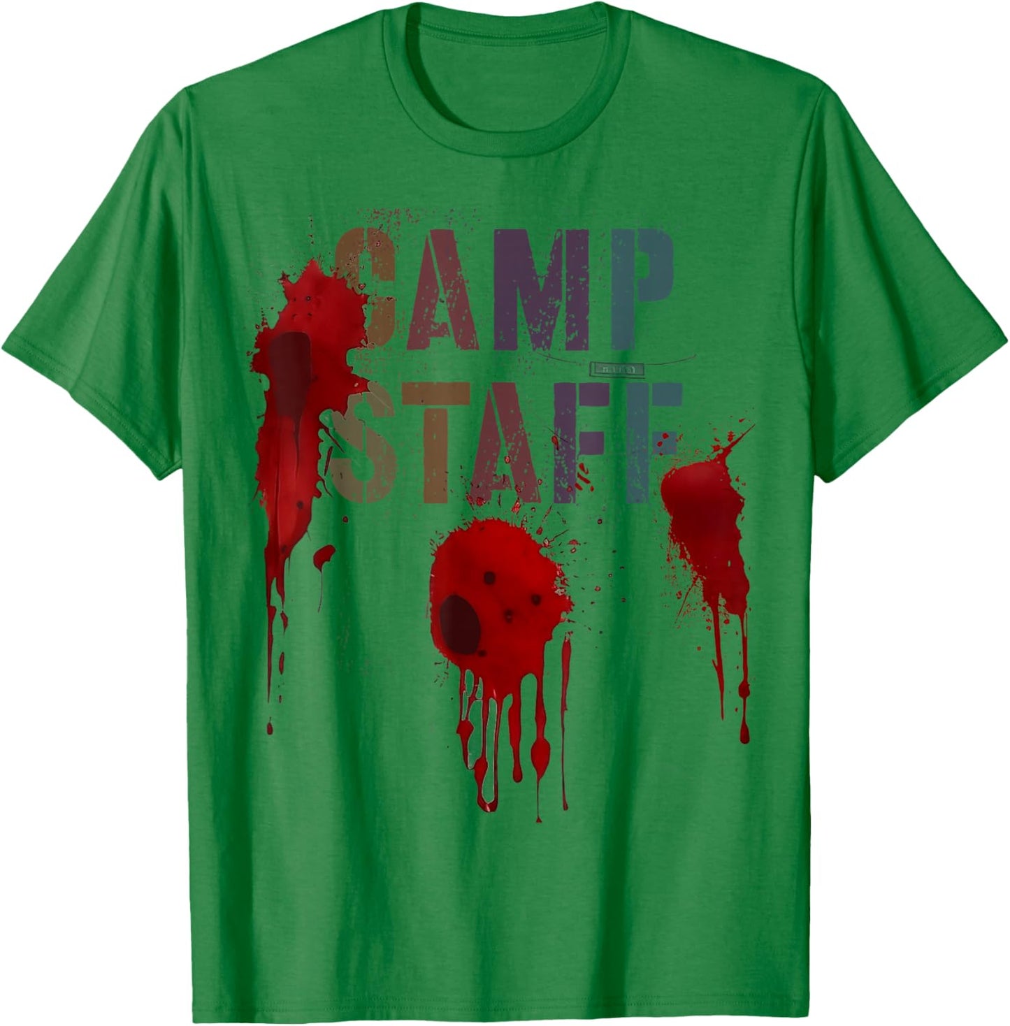 Funny CAMP STAFF Summer Campsite Camping Horror Bloody Meme T-Shirt - T-Shirt | Irish Green