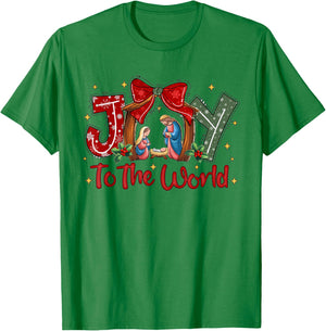 Joy To The World Christian Christmas Coquette Oh Holy Night T-Shirt - T-Shirt | Irish Green