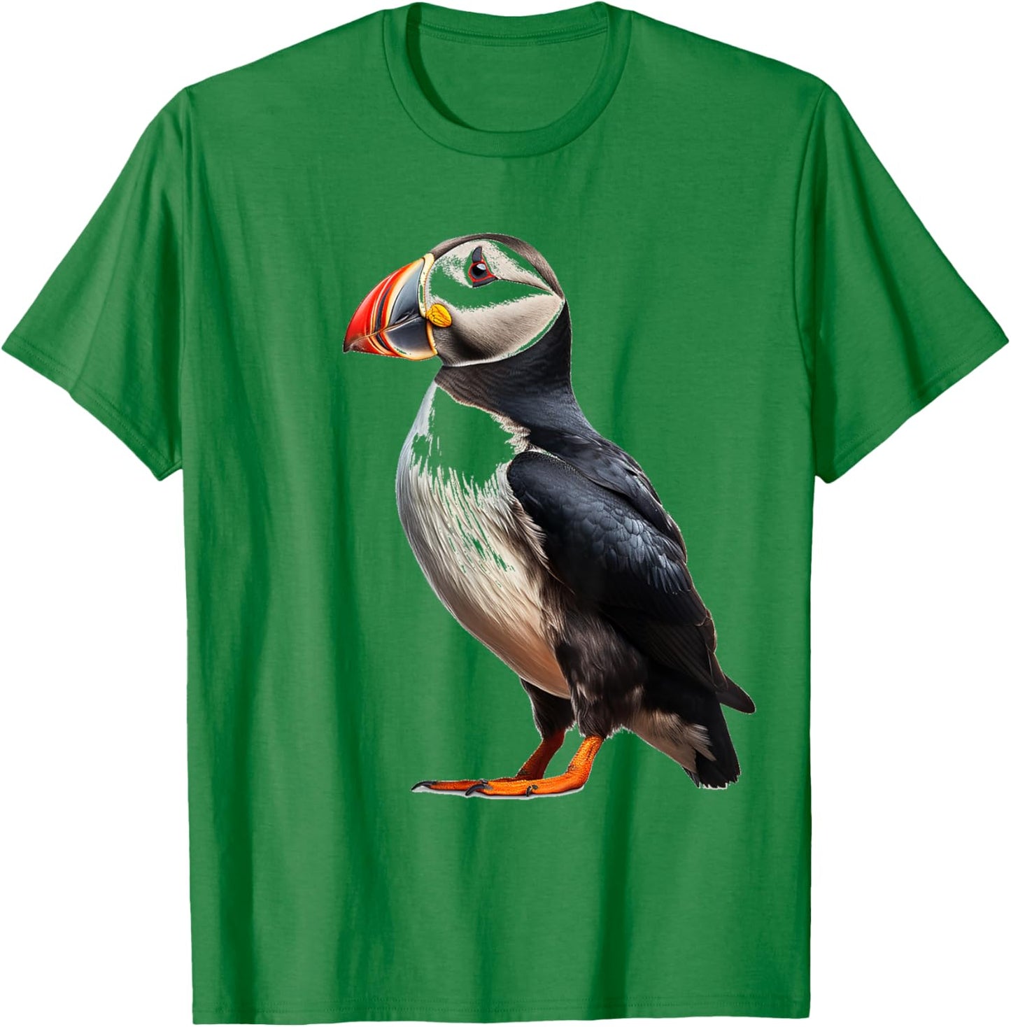 Puffin Animal Nature Motif Drawing Portrait Puffin T-Shirt - T-Shirt | Irish Green