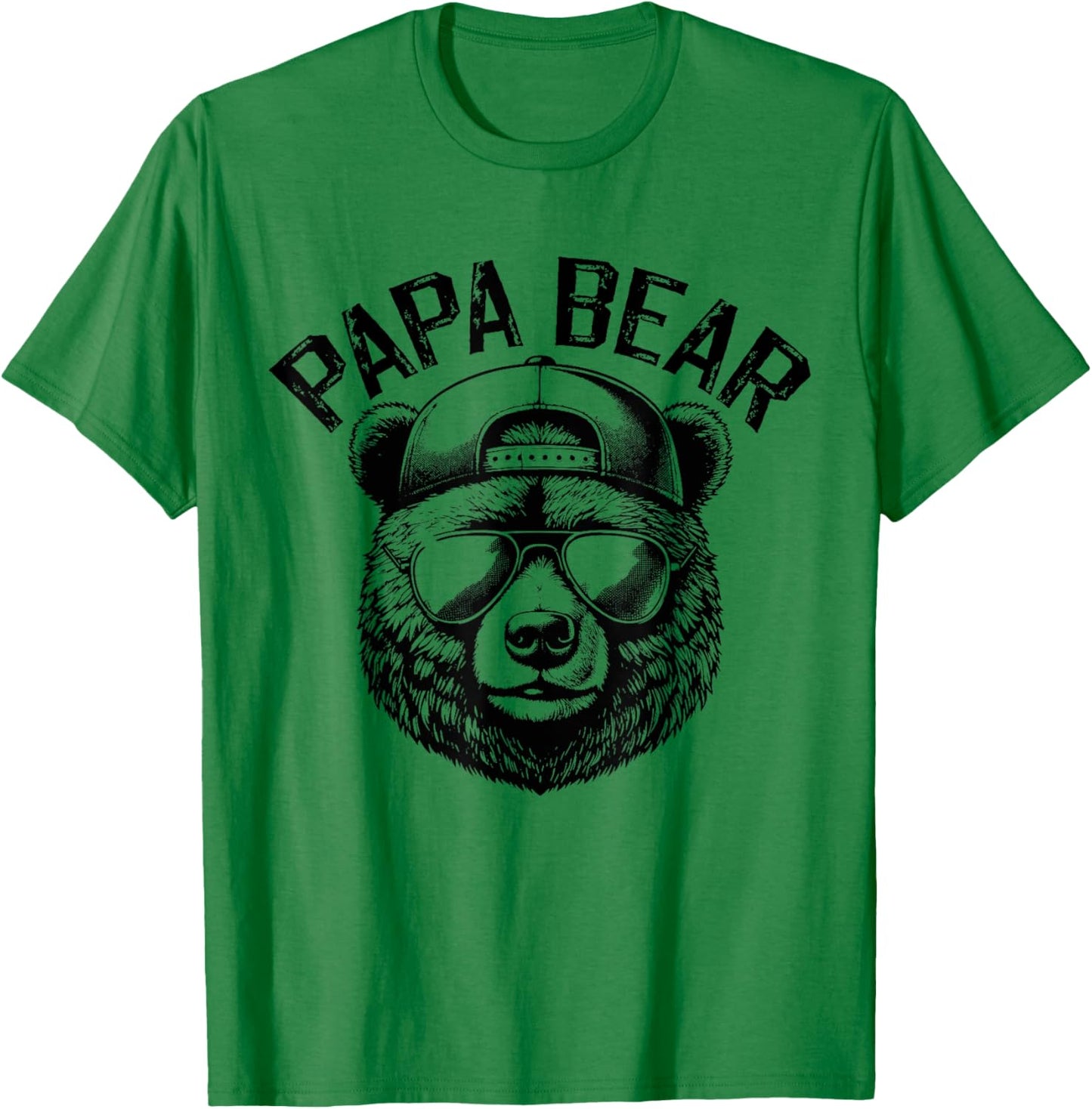 Papa Bear Face Grizzly Fathers Day Bear Lover T-Shirt - T-Shirt | Irish Green
