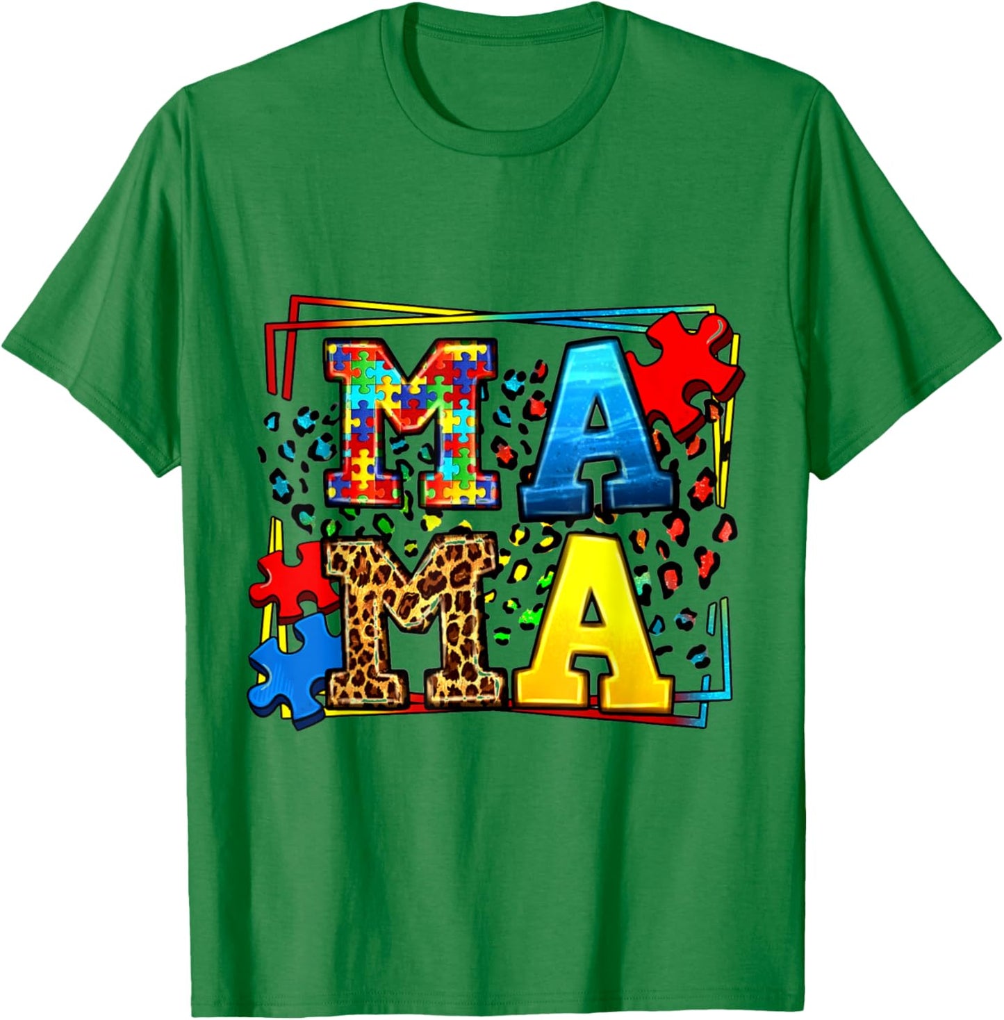 Mama Autism Funny Mom Christmas Mother Day T-Shirt - T-Shirt | Irish Green