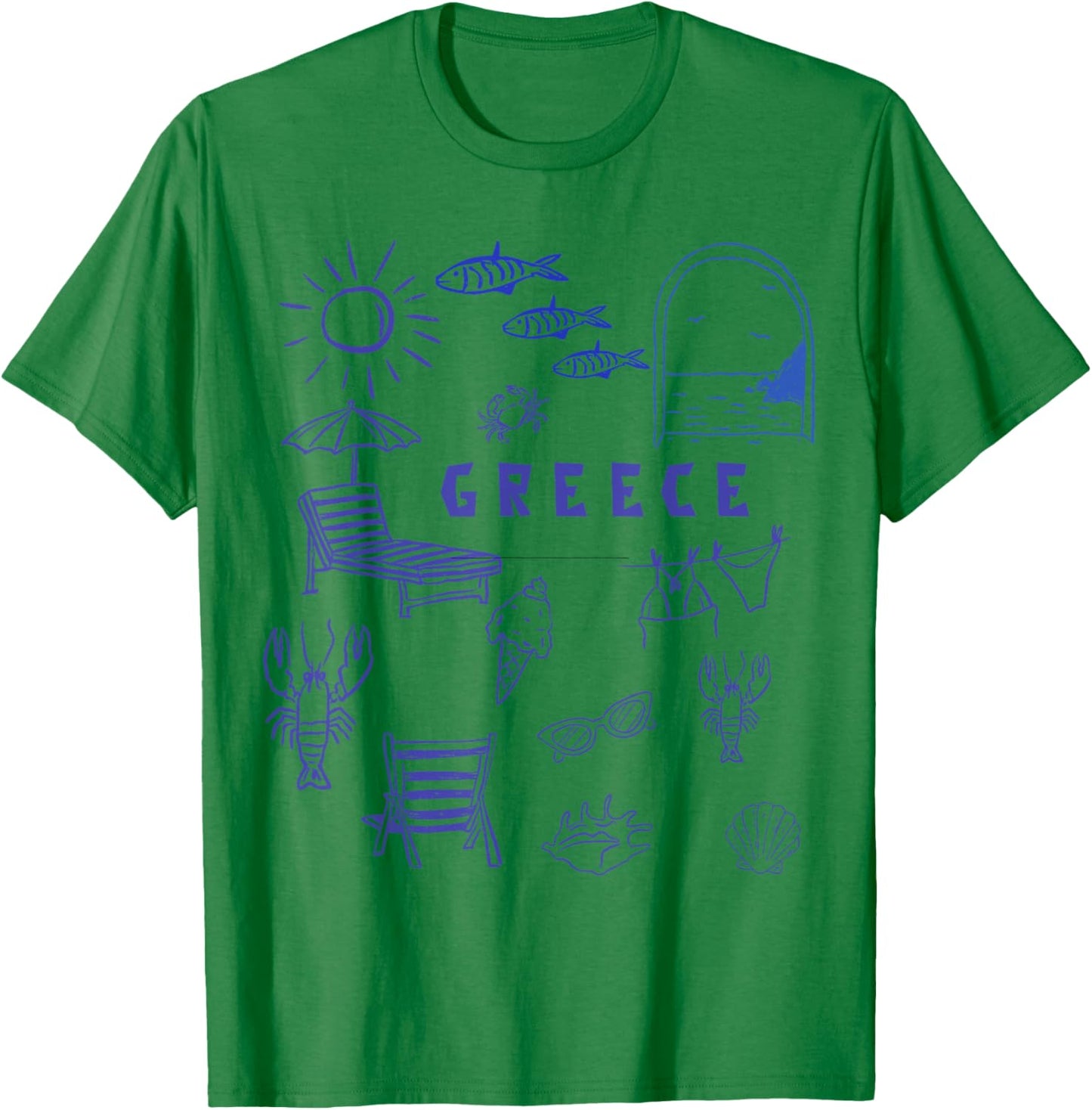 Greek Souvenir Kids Famous Icons from Greece Boys Girls T-Shirt - T-Shirt | Irish Green