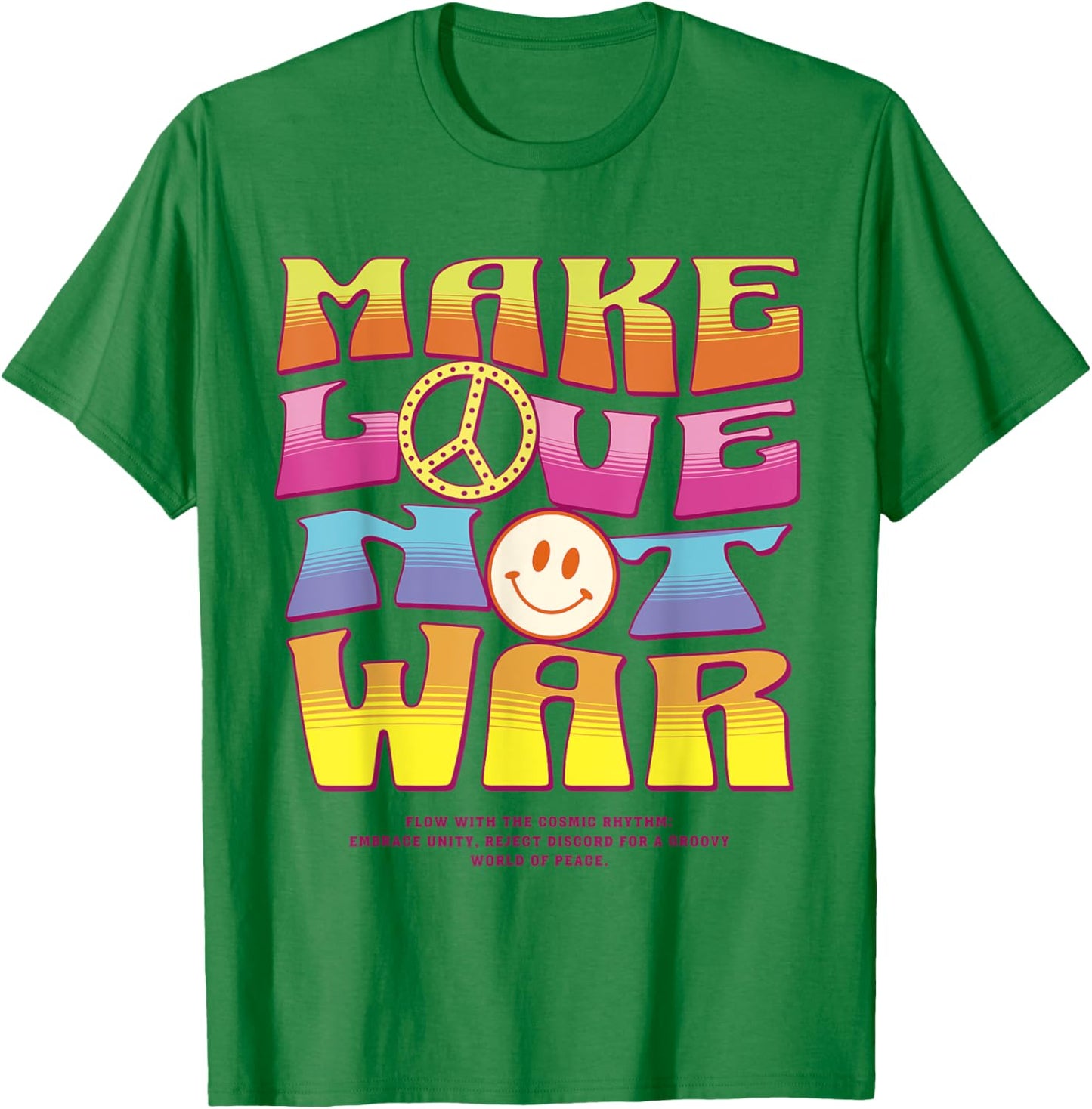 Make Love Not War - Hippie Letter Print T-Shirt - T-Shirt | Irish Green