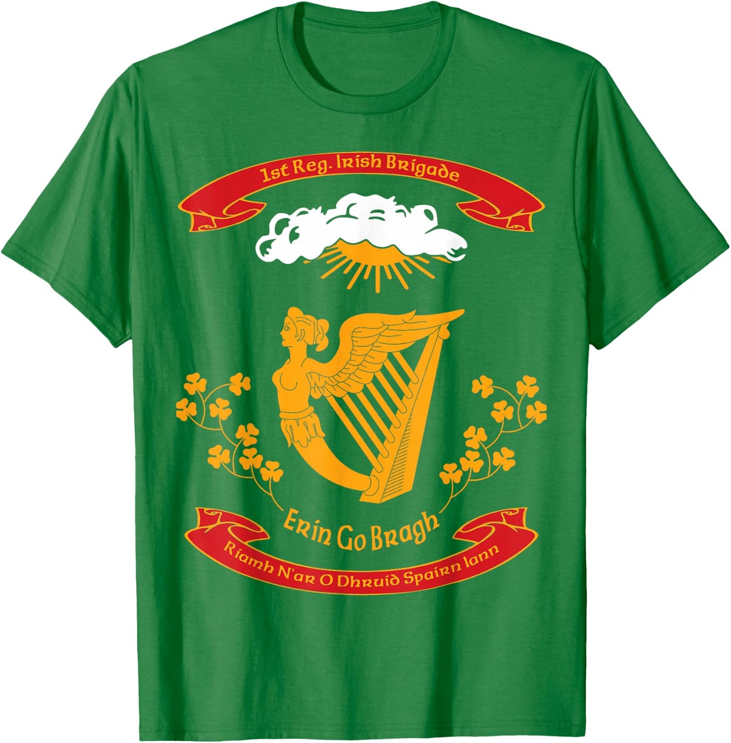 1987 Designs Civil War Era 1st Irish Brigade Flag T-Shirt - T-Shirt | Irish Green