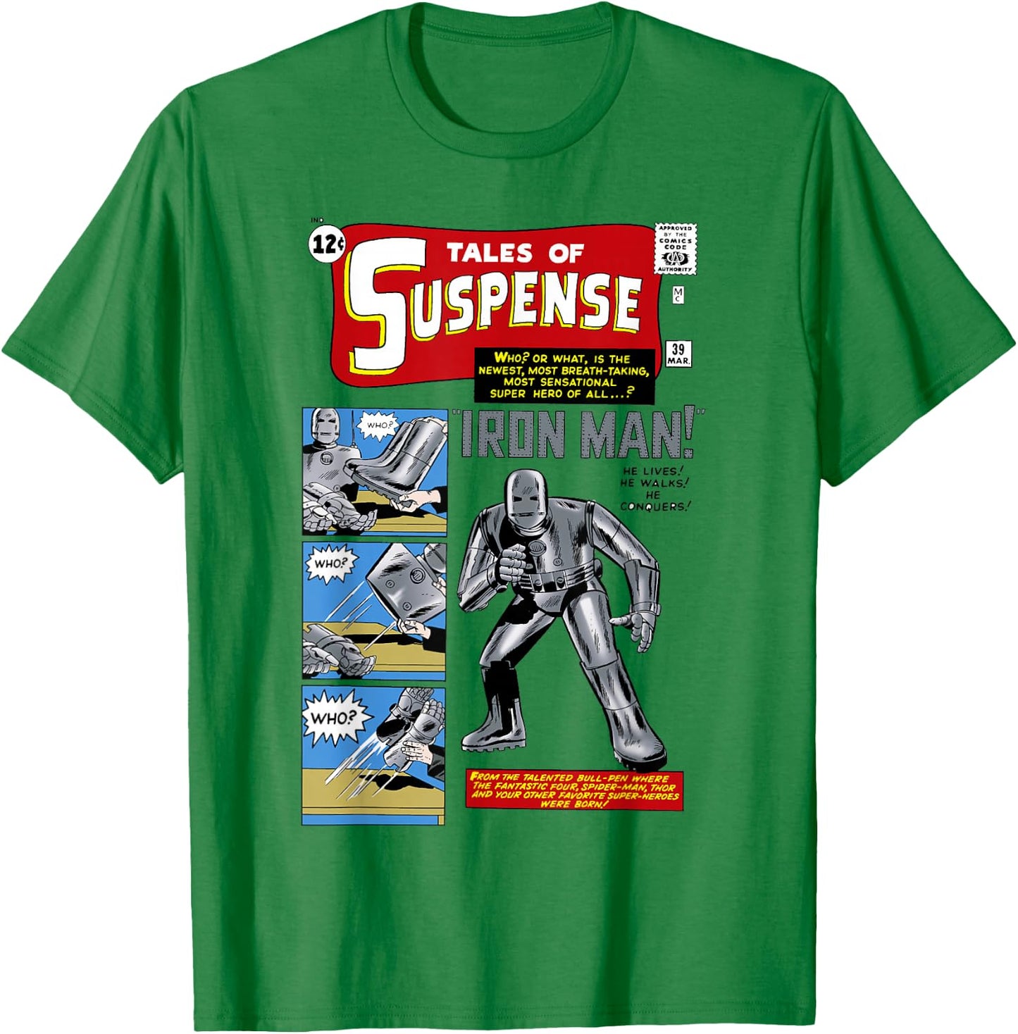 Marvel Avengers Iron Man Tales of Suspense Comic Cover Small T-Shirt - T-Shirt | Irish Green