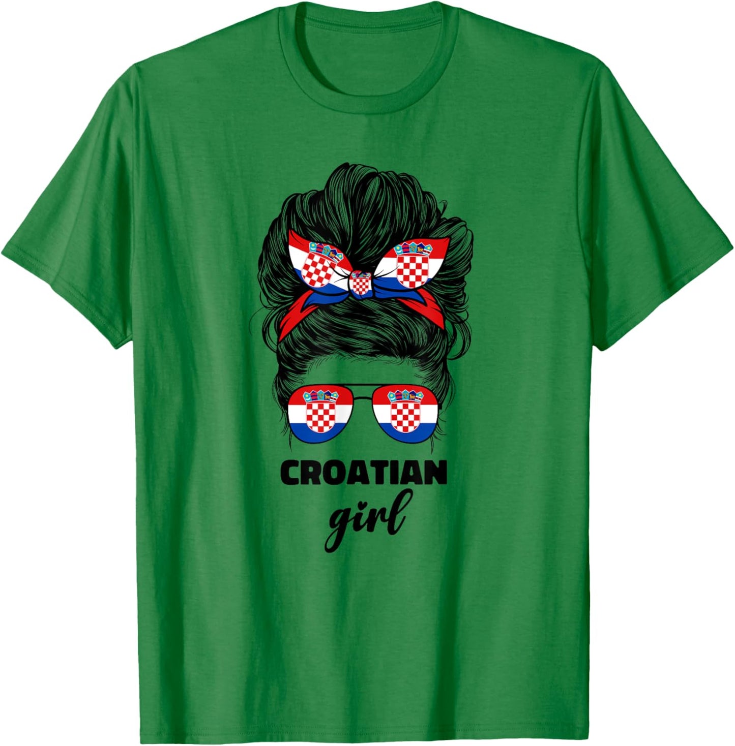 Croatian Girl Hrvatska Croats Croatia Flag Girls T-Shirt - T-Shirt | Irish Green