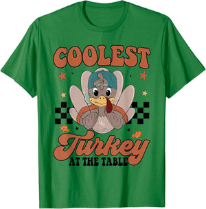 Coolest Turkey At The Table Funny Thanksgiving T-Shirt - T-Shirt | Irish Green