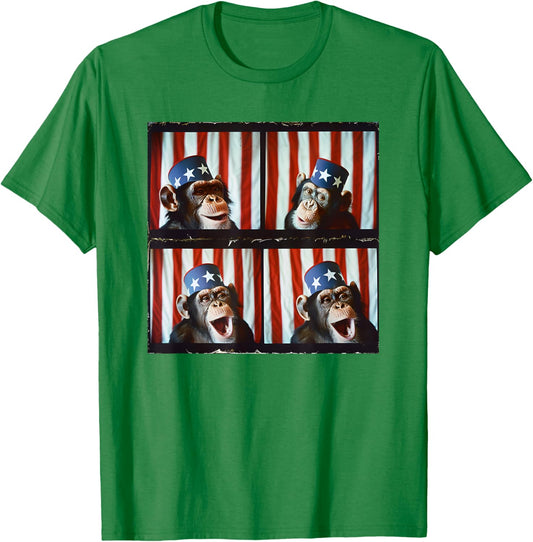 Monkey Patriotic Animal American Flag 4th Of July Monkey Kids Men T-Shirt - T-Shirt | Irish Green