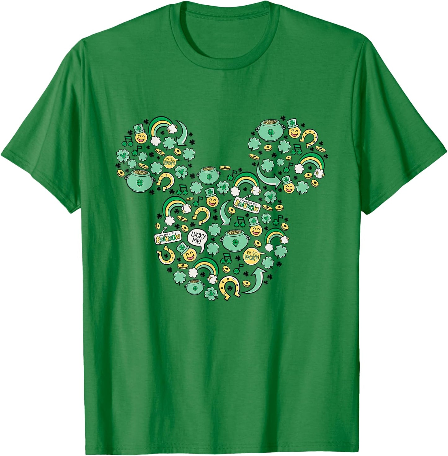 Disney Mickey Mouse St. Patrick's Day Lucky Icons Face Shape T-Shirt - T-Shirt | Irish Green