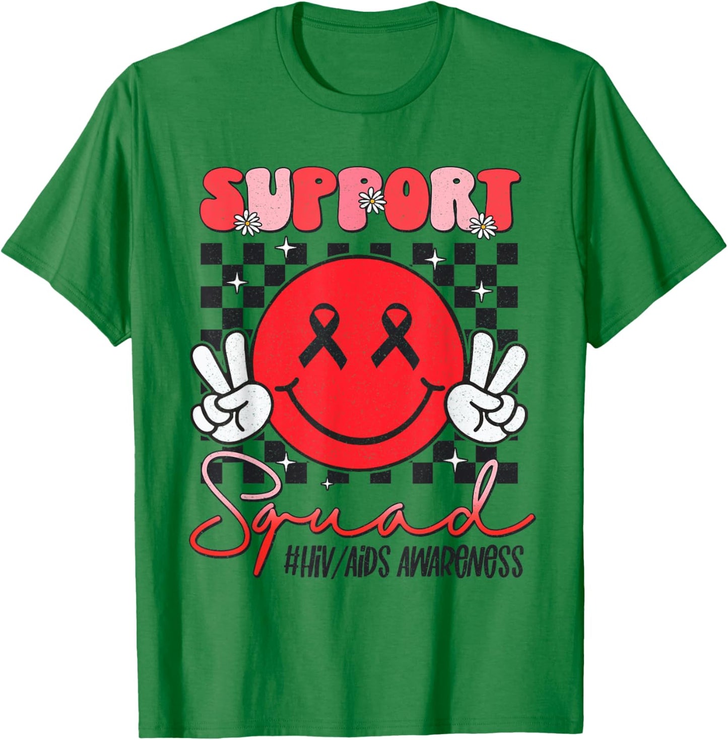 Aids Support Smile Face World Aids Day Hiv Aids Awareness T-Shirt - T-Shirt | Irish Green