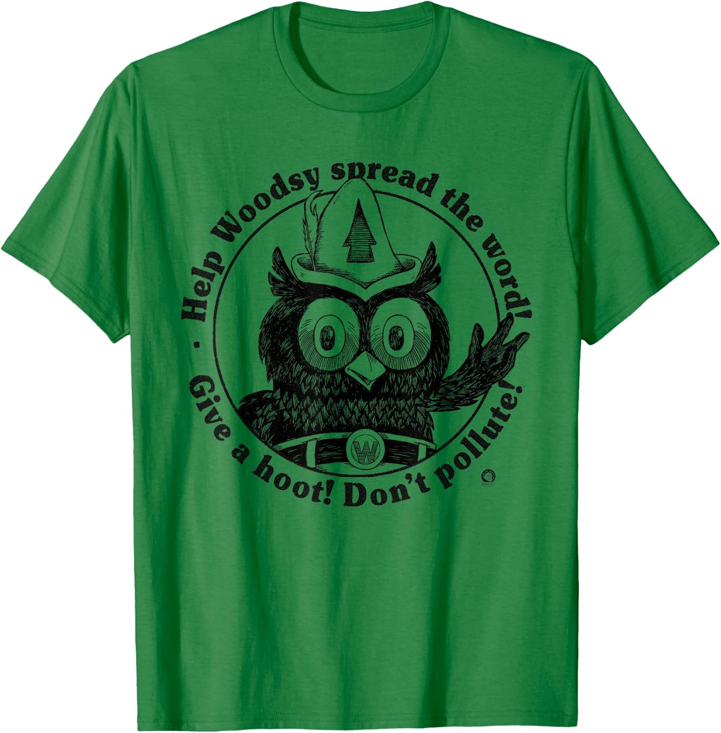 Woodsy Owl Give a Hoot Don't Pollute 70s Vintage T-Shirt - T-Shirt | Irish Green