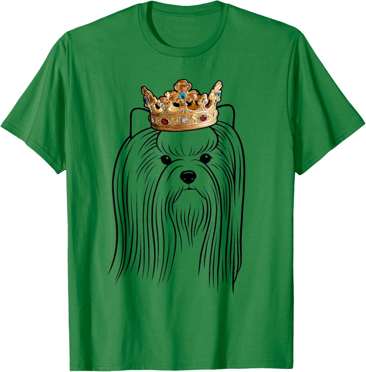 Biewer Terrier Dog Wearing Crown Men Women Girls Kids T-Shirt - T-Shirt | Irish Green