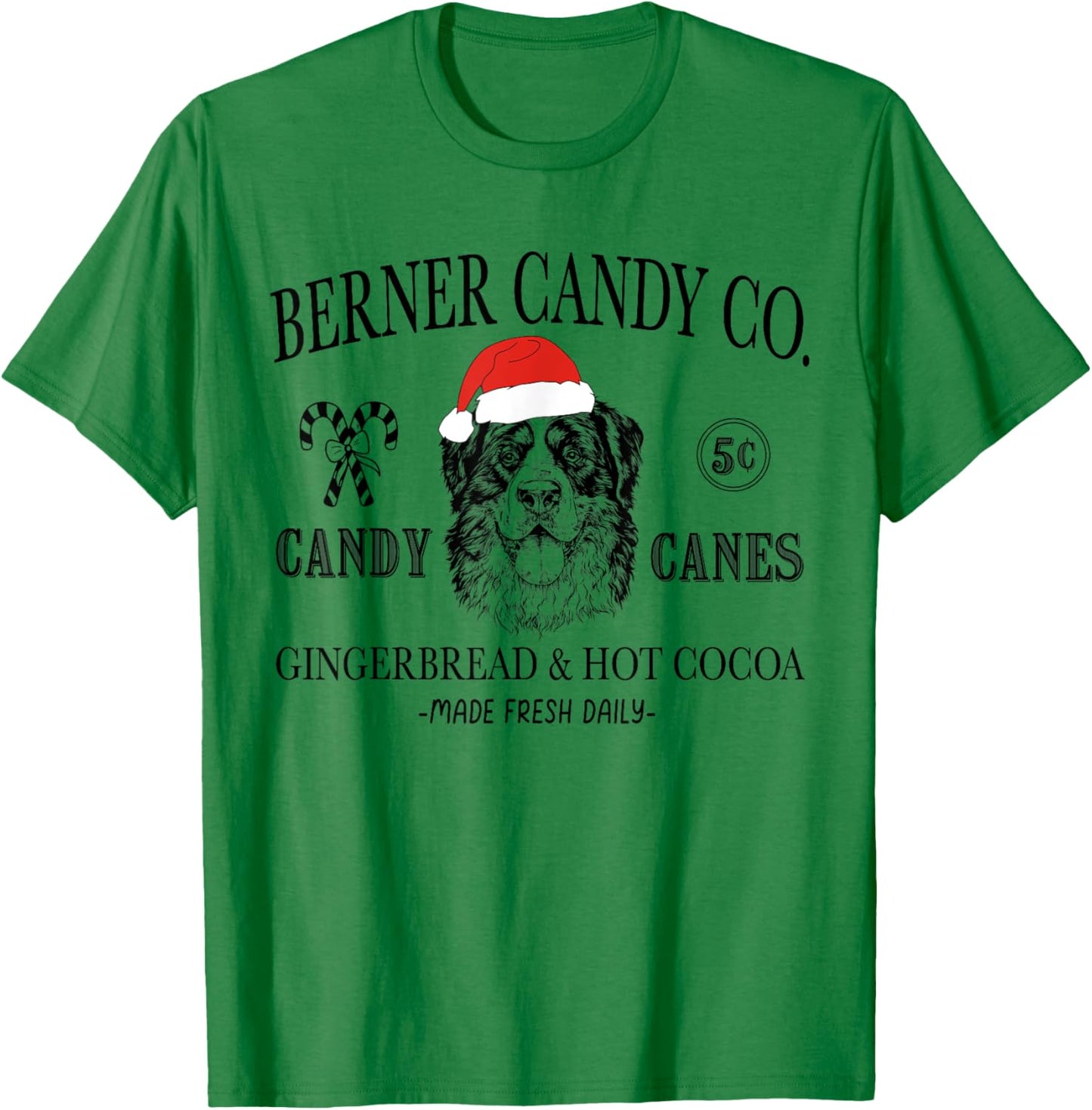 Funny Santa Bernese Mountain Dog Christmas Vintage Holiday T-Shirt - T-Shirt | Irish Green