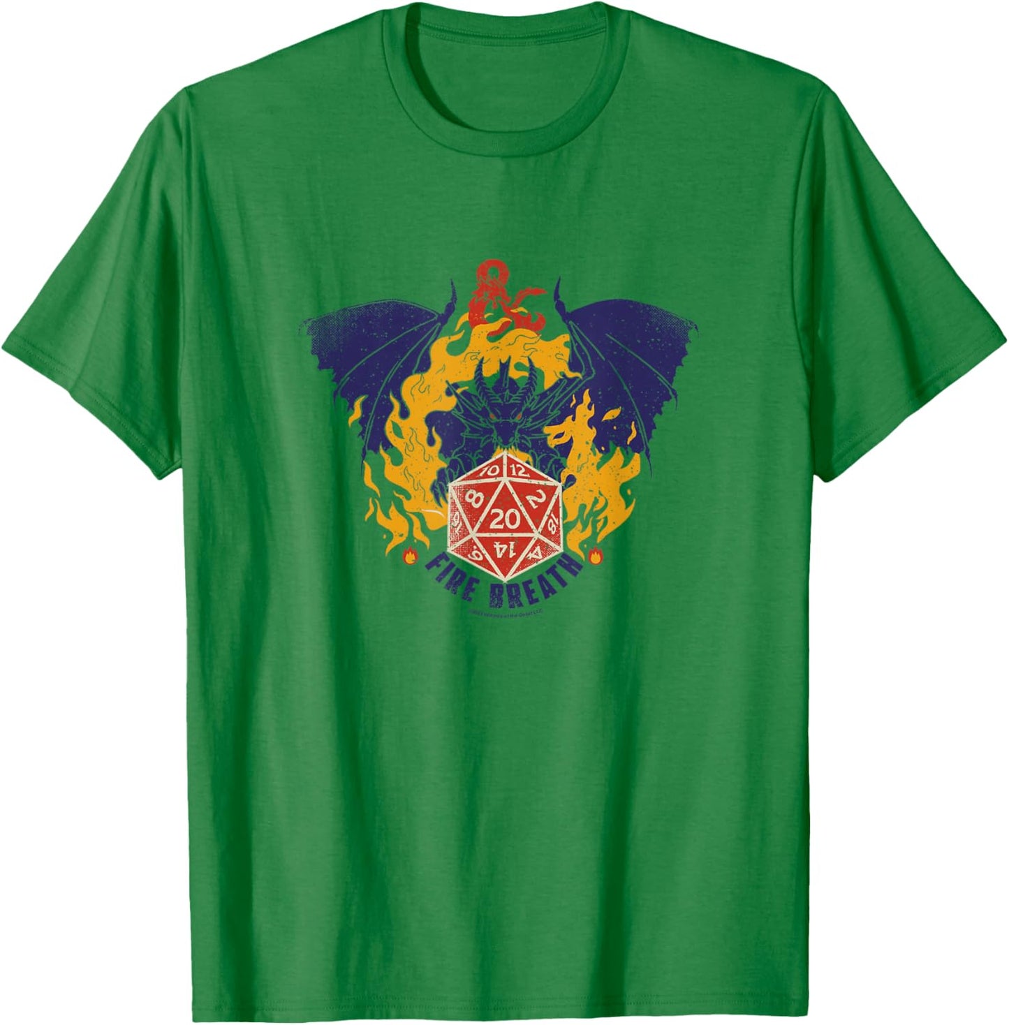 Dungeons & Dragons Fire Breath Dragon Flames Dice Logo T-Shirt - T-Shirt | Irish Green